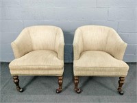 2x The Bid Quality Upholstered Barrel Back Chairs