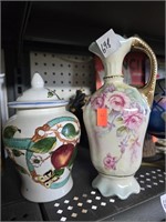 Lot to include Lefton Pitcher w/Cover Vase
