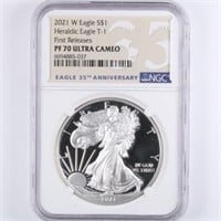 2021-W T1 Proof Silver Eagle NGC PF70 UC