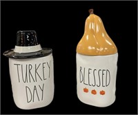 RAE DUNN TURKEY DAY & BLESSED COFFEE CUPS