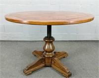 Round Parquet Oak Top Pedestal Dining Table