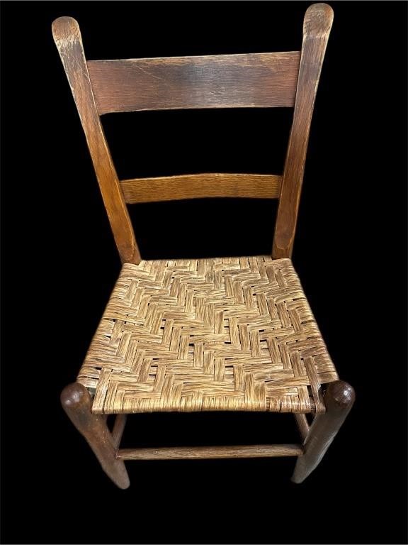 Vintage Ladder Back Woven Seat Chairs