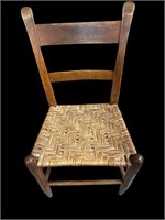 Vintage Ladder Back Woven Seat Chairs