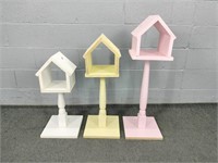 3x The Bid Decorative Bird Houses On Posts