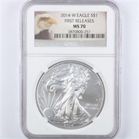 2014-W Burnished Silver Eagle NGC MS70 FR