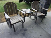 OUTDOOR ROCKING CHAIRS AND TABLE MADE TOGETHER