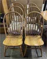 (U) 6 Vintage Wooden Dining Chairs 42”(bidding on