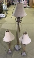 (Q) 2 Table Lamps 35” and Floor Lamp 61”