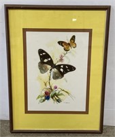 (H) Artist Signed Butterfly Watercolor Painting