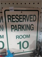 Reserved Parking Room 10 Metal Sign