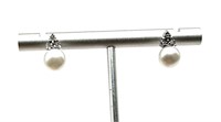 Sterling Silver Dimond Pearl Stud Earrings