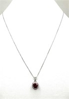 Sterling Silver Created Ruby Sapphire Necklace
