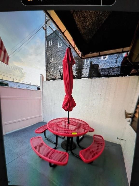 OUTDOOR TABLE WITH UMBRELLA