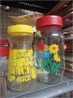 Vtg. Glass Canister and Vtg. Glass Juice Container