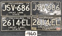 4 Michigan 1979 License Plates
