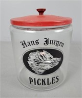 Large Vintage Glass Pickle Jar W Lid
