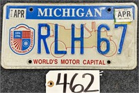 Michigan World's Motor Capital License Plate