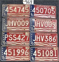 8 1976 Michigan License Plates