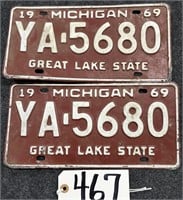 2 1969 Michigan License Plates