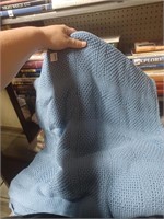 Vtg. Blue Knitted Blanket