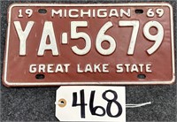 1 1969 Michigan License Plate
