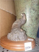 Eagle Figure and Green Metal Vase