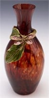 Jay Strongwater Bulb Vase w/ Dragonfly.