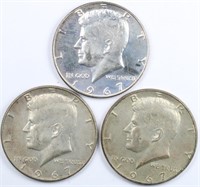 Lot of 3: 40% Silver Kennedy Half Dollars