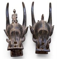 Pair of Carved African Senufo Helmet Masks.