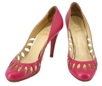 Christian Louboutin Pink Leather Cut Out Heels