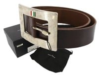 Dolce & Gabbana Brown Leather Square Buckle Belt