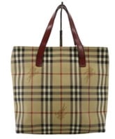 Burberry Red & Tan Check Handbag