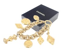 Chanel Gold Tone Charm Bracelet