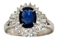 Platinum 1.49 ct Natural Sapphire & Diamond Ring