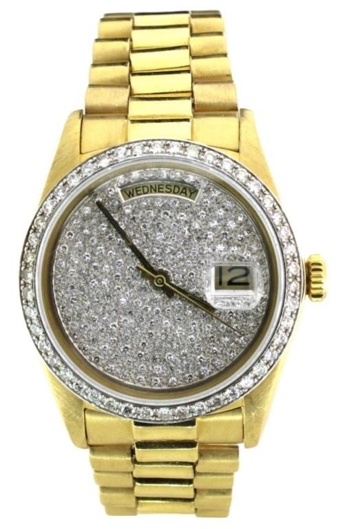 Rolex 18k Gold President Day-Date 36 Diamond Watch