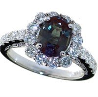 14kt Gold 3.46 ct Oval Alexandrite & Diamond Ring