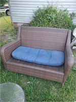 Faux Wicker Outdoor Sofa w/Cushion