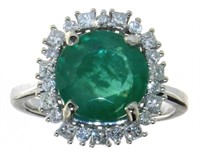 14kt Gold 4.10 ct Emerald & Diamond Ring