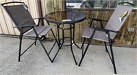3-Piece Pub Table Set w/ Folding Chairs