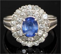 Platinum 2.05 ct Natural Sapphire & Diamond Ring