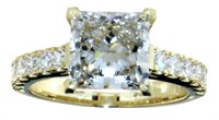14k Gold 3.79 ct Princess Cut Lab Diamond Ring