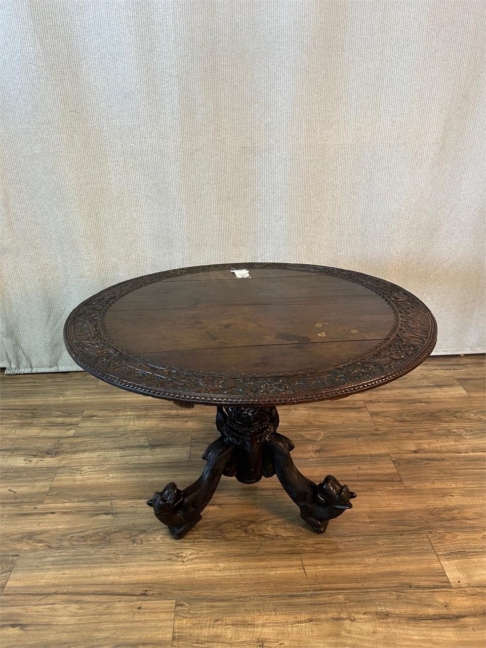 Antique Anglo Indian Carved Breakfast Table Aged