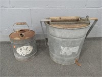 2 Pc Galvanized Mop Bucket & Kerosene Can