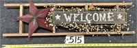 Ladder Welcome Sign Porch Decor Red Star