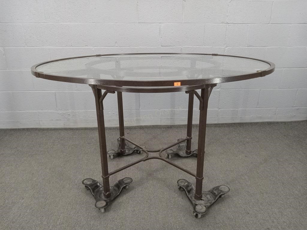Metal Frame Glass Top Patio Table