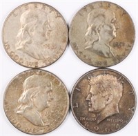 Lot of 4: 90% Silver Half Dollars