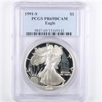1991-S Proof Silver Eagle PCGS PR69 DCAM
