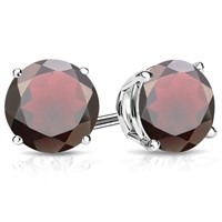 10MM Round Cut Garnet 8CTW Stud Earrings in Sterli