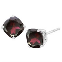 5MM Cushion Cut Garnet 1.25CTW Stud Earrings in St