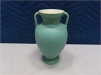 Antique COORS Pottery 9" Green Handled Vase
